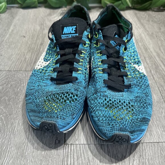 Nike Flyknit Racer Men 4.5/ 6 Women Running Shoes Blue Cactus 526628-402 - Picture 3 of 9